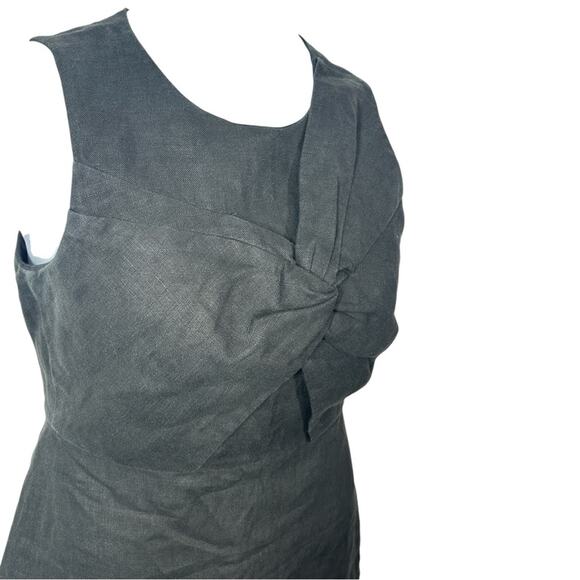 J. Crew Black Irish Linen Sheath Dress Drape Knot Size 6 Formal Business - Picture 7 of 13